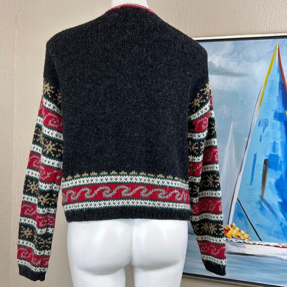 Vintage IVY Sweater Cardigan 100% wool Christmas winter theme size small - Picture 4 of 6